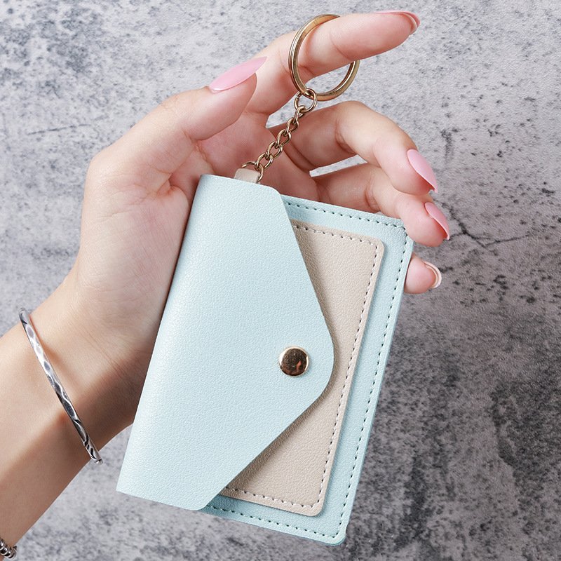 Elegant Mini Card Case for Women Candy Hues Keychain Accessory Studentfriendly Bus Card and Card Holder Wallet