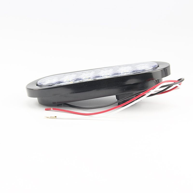 6" Oval LED Tail Light W/Surface Mount Grommets Plugs Waterproof Stop Turn Brake Reverse Running Lights for RV Truck Trailer
