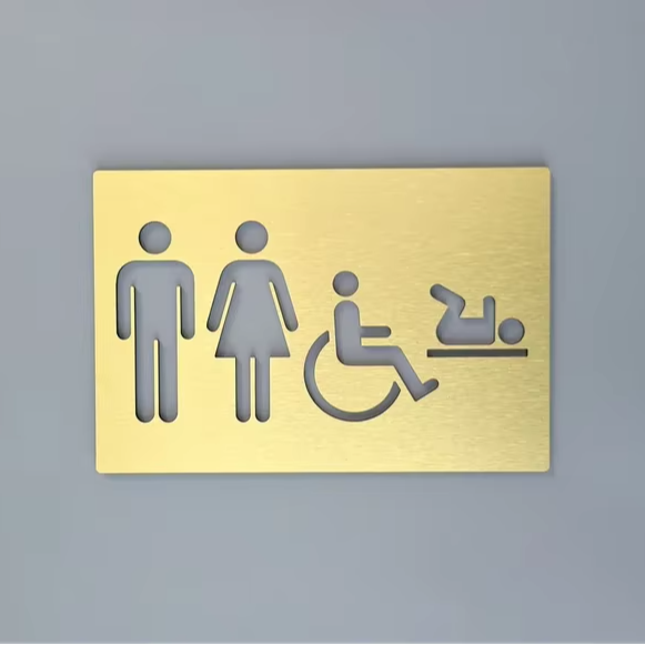 3M Adhesive/Screw Custom Metal Stainless Steel House Number Sign Washroom Fitting Room Acrylic Sign Toilet Restroom Door Sign