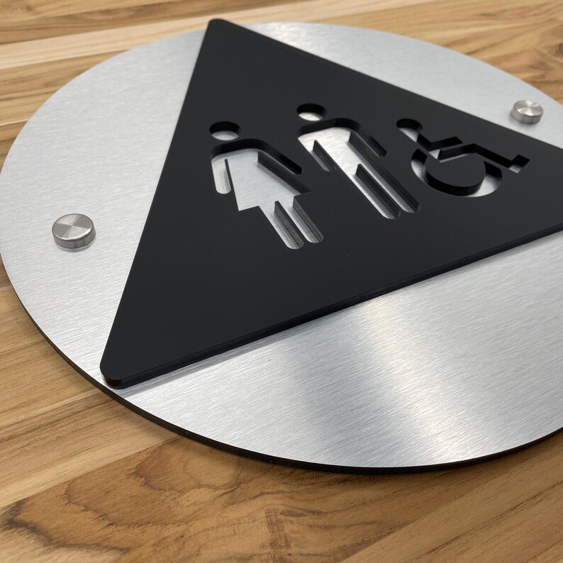 3M Adhesive/Screw Custom Metal Stainless Steel House Number Sign Washroom Fitting Room Acrylic Sign Toilet Restroom Door Sign