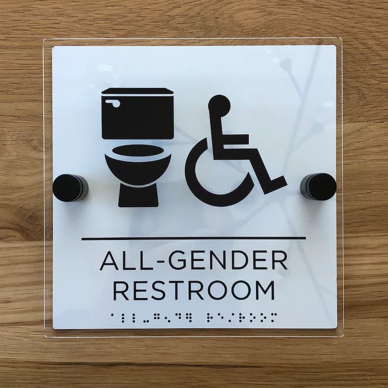 3M Adhesive/Screw Custom Metal Stainless Steel House Number Sign Washroom Fitting Room Acrylic Sign Toilet Restroom Door Sign
