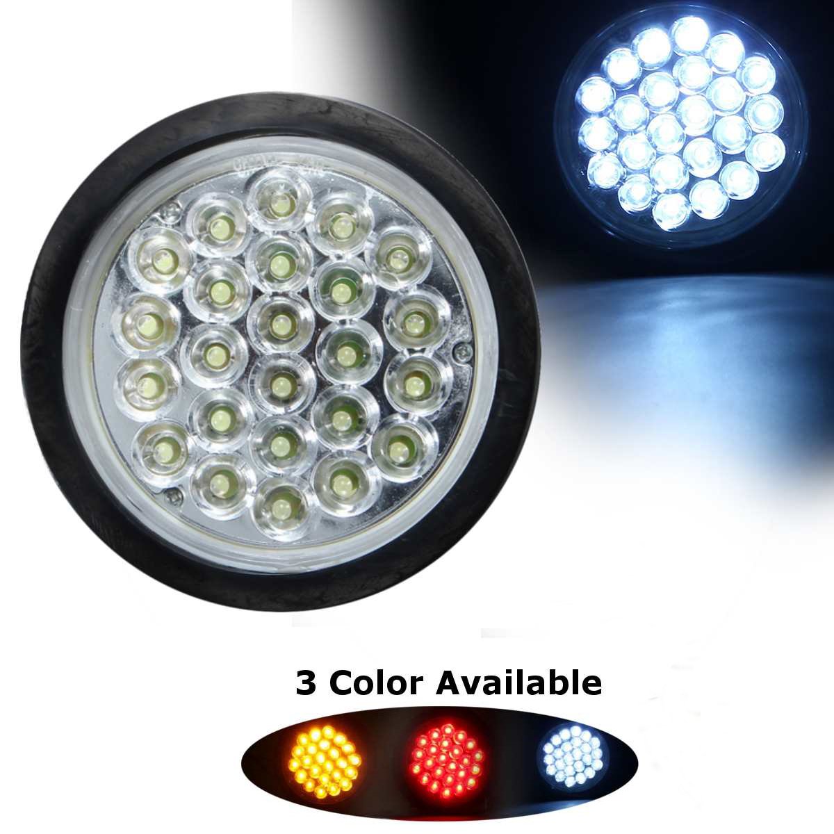 4 Inch Round LED Tail Light for Car Bus Trailer Truck with Rubber Ring