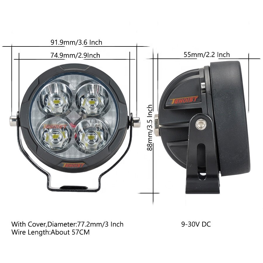 New Super Bright 3 Inch White Yellow Spot LED Work Driving Head Fog Light for Motorcycle Truck Car SUV Offroad ATV UTV BUS 9-30V