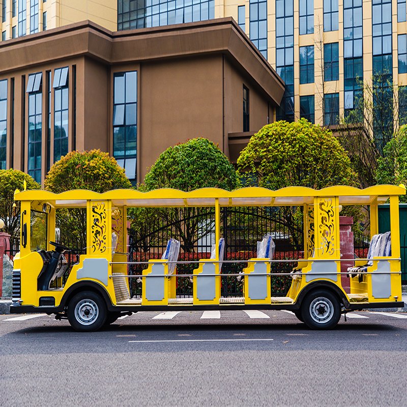 4 Wheel Low Speed 96V Sightseeing Electric Cart 23 Seats Sightseeing Bus Car With Powerful AC Motor