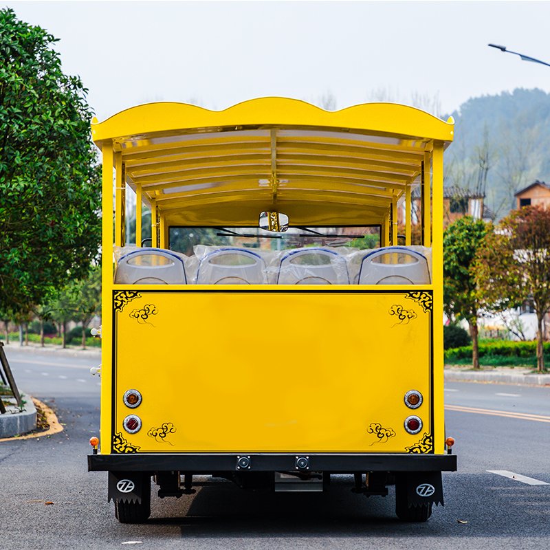 4 Wheel Low Speed 96V Sightseeing Electric Cart 23 Seats Sightseeing Bus Car With Powerful AC Motor