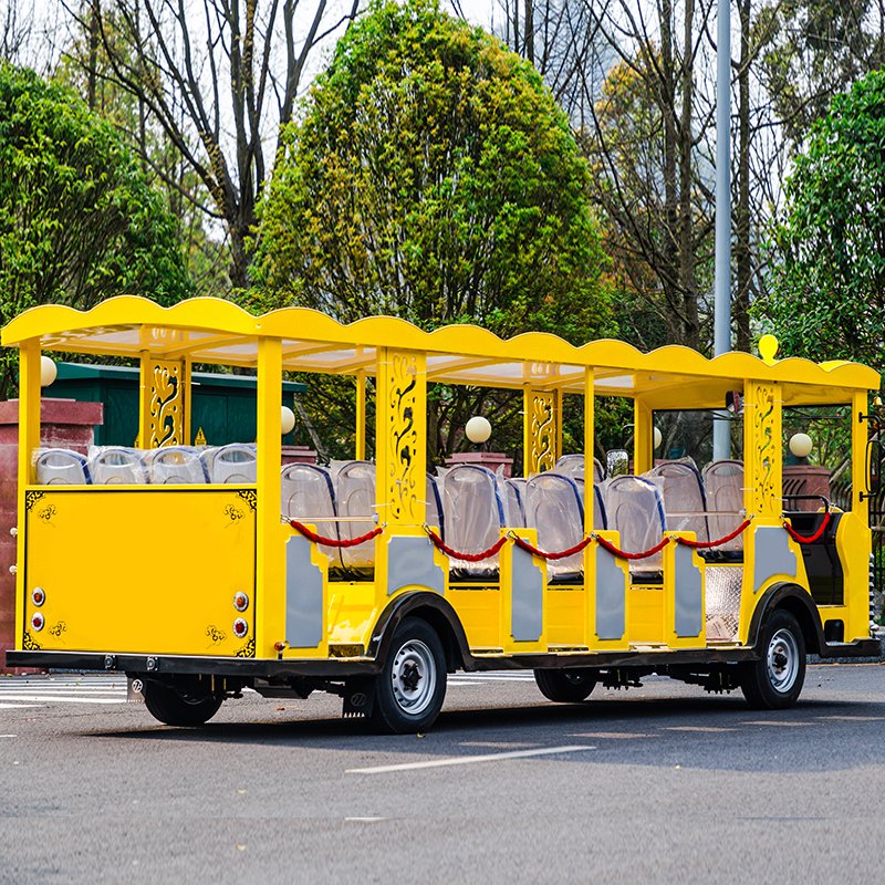 4 Wheel Low Speed 96V Sightseeing Electric Cart 23 Seats Sightseeing Bus Car With Powerful AC Motor