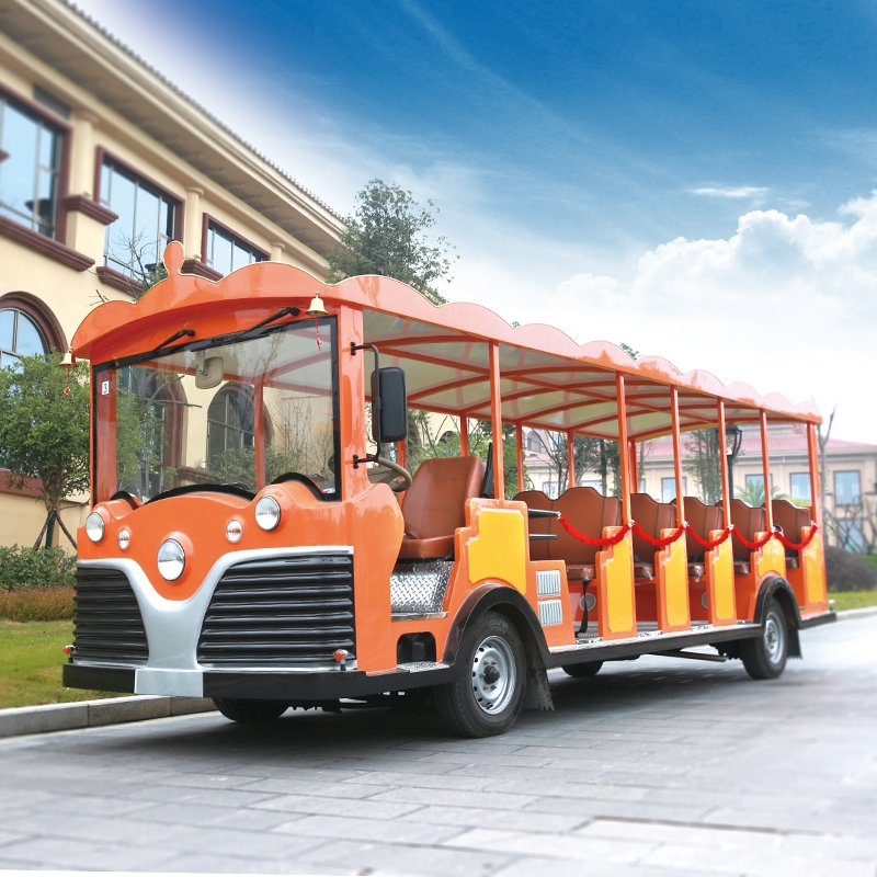 4 Wheel Low Speed 96V Sightseeing Electric Cart 23 Seats Sightseeing Bus Car With Powerful AC Motor