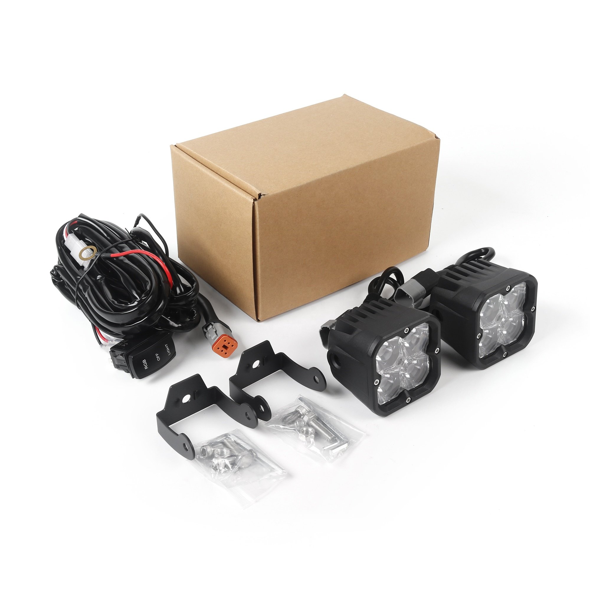 OGA 3012 Series 3 Inch Cube Pod Light 14W Square Offroad RGB Spot Light LED Work Light Kit for Cars