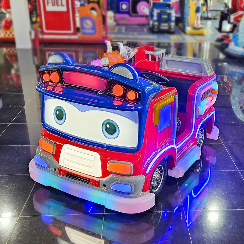 Firefighter-Themed Double Electric Bumper Car for Kids Large Wheels Amusement Ride Equipment Playground Park Night Markets New