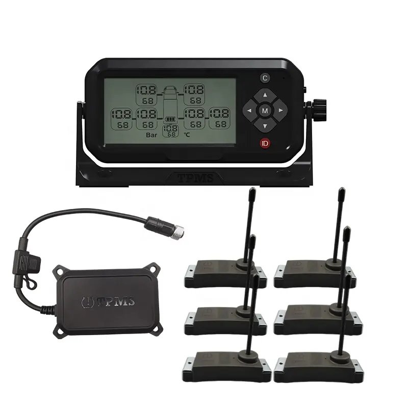 6 Wheels OTR Rs232 24V Truck Alarm System Tire Pressure Monitoring System Truck Tpms 12 Digital Ce IP67 Universal Tpms