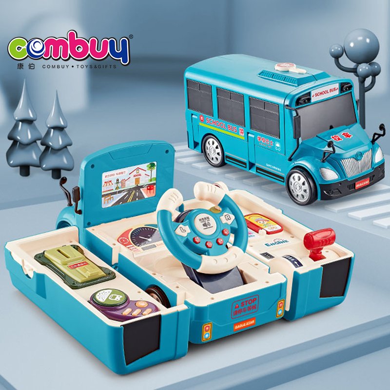 Acoustooptic Deformation Steering Wheels Electric Light Music Kids Toy School Bus
