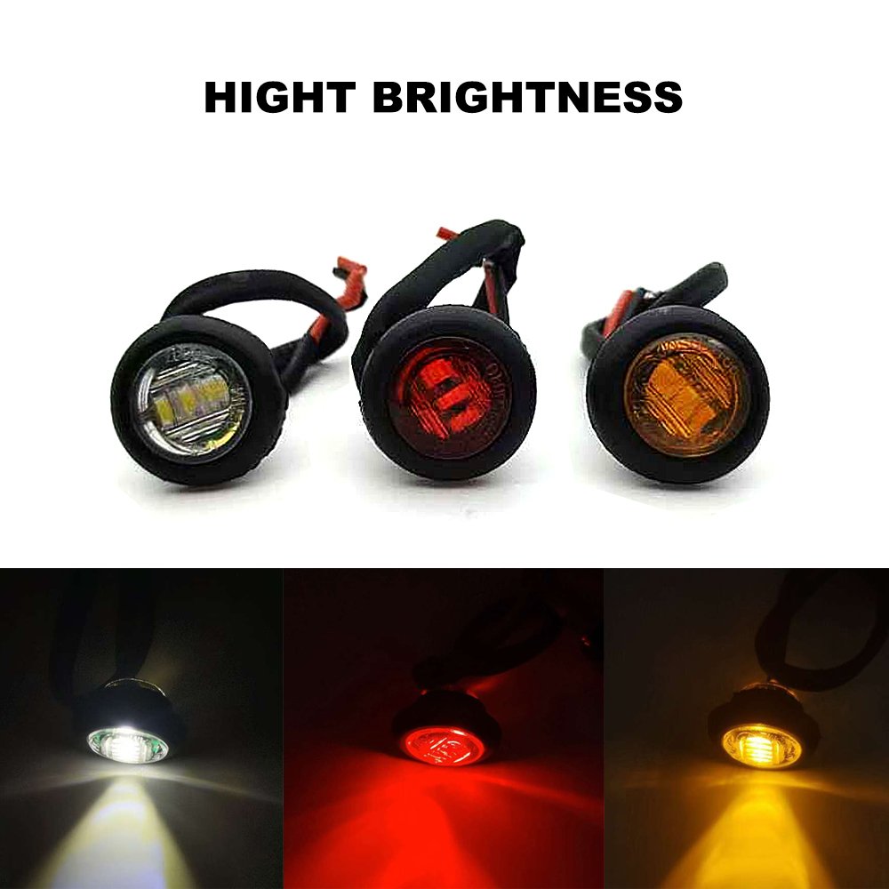 0.75" 12v Red Amber clear Classic Mini Best Led Marker Trailer Fender Light Led Clearance Light for Truck Other Car Accessories