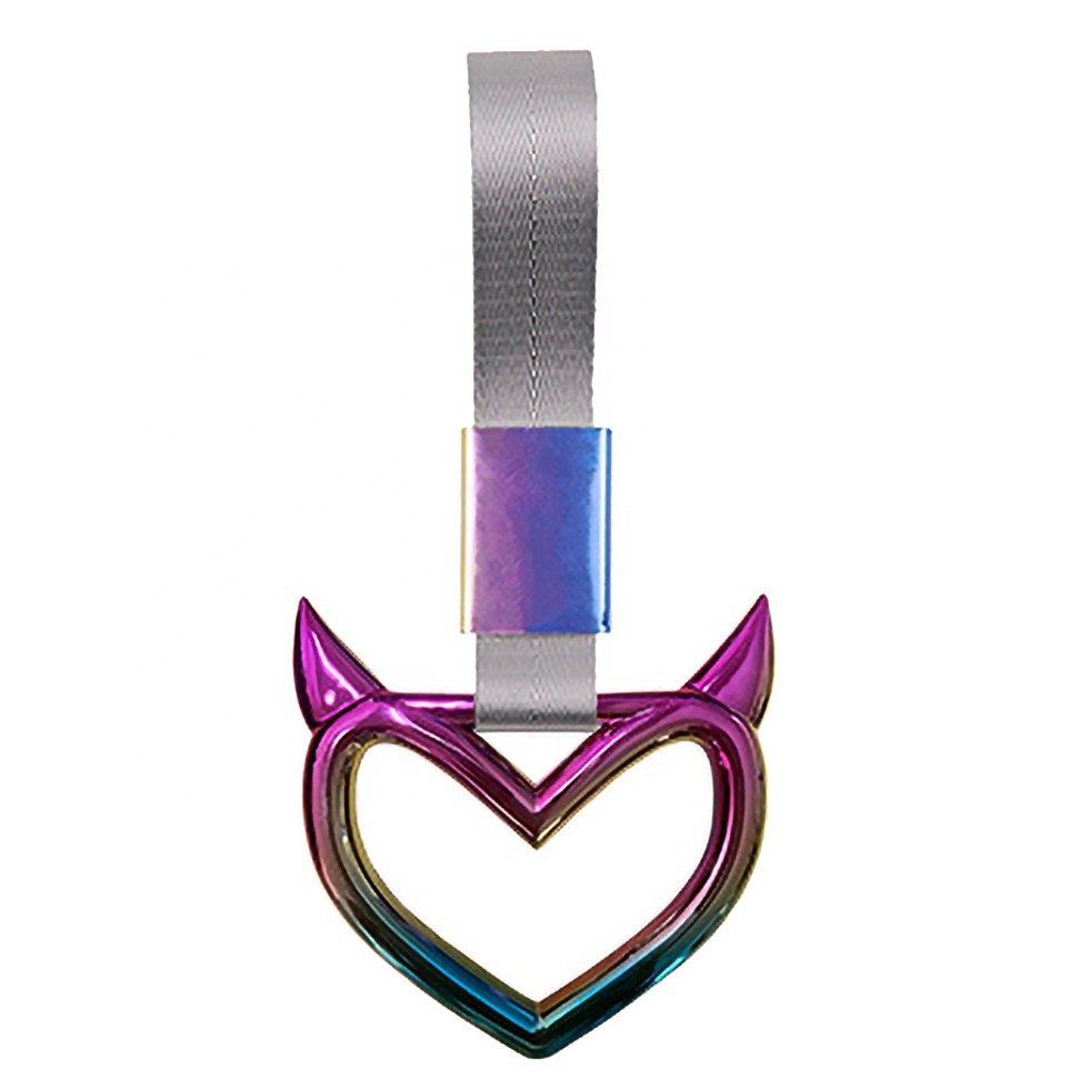 JDMotorsport88 Neo Chrome JDM Car Accessories Broken Heart Tsurikawa Ring Subway Train Bus Handle Strap Drift Charm With Silver