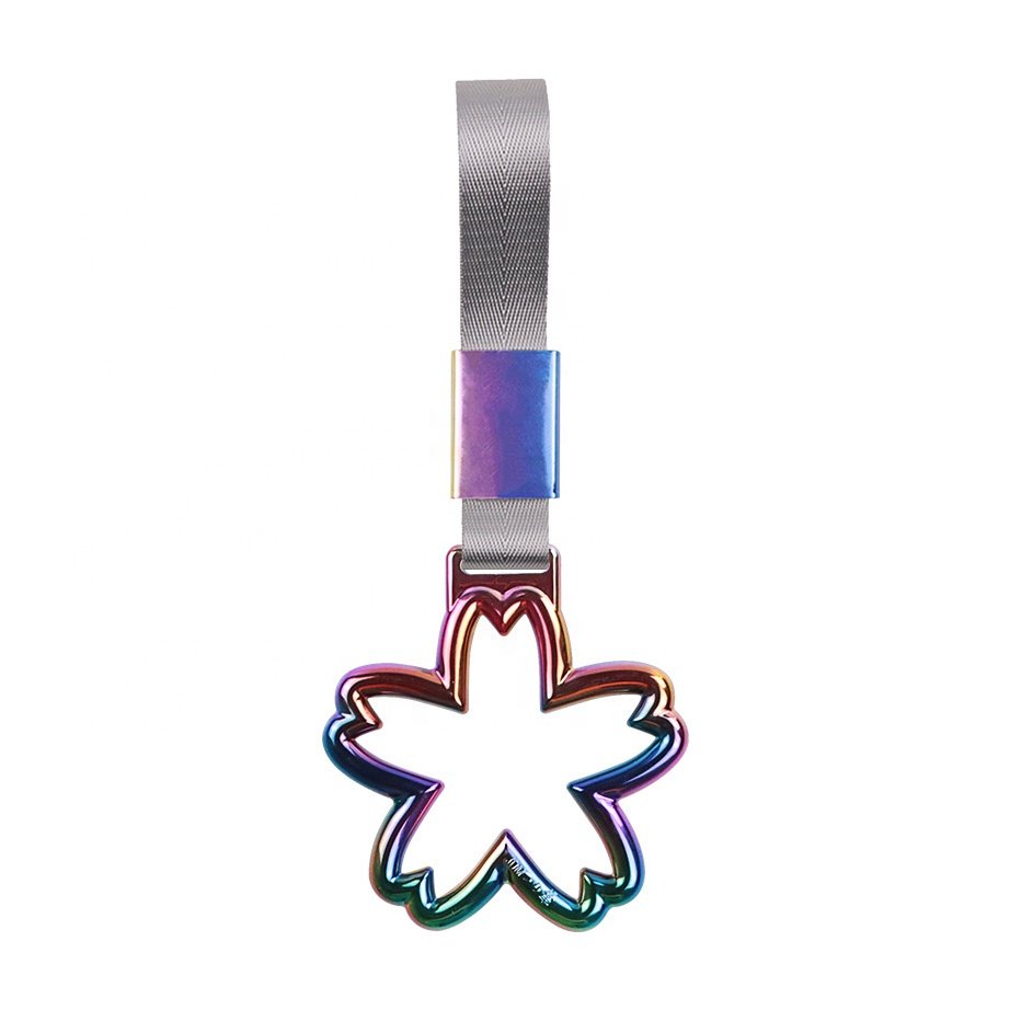 JDMotorsport88 Neo Chrome JDM Car Accessories Broken Heart Tsurikawa Ring Subway Train Bus Handle Strap Drift Charm With Silver