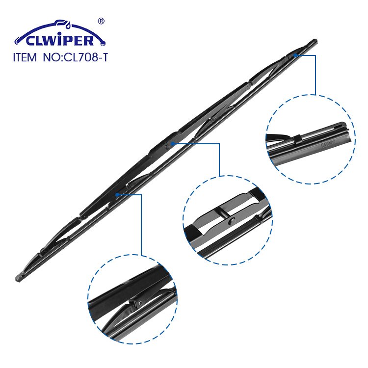 CLWIPER CL708-T Auto Part Natural Rubber Refill Metal Wiper Blade for Truck or Bus