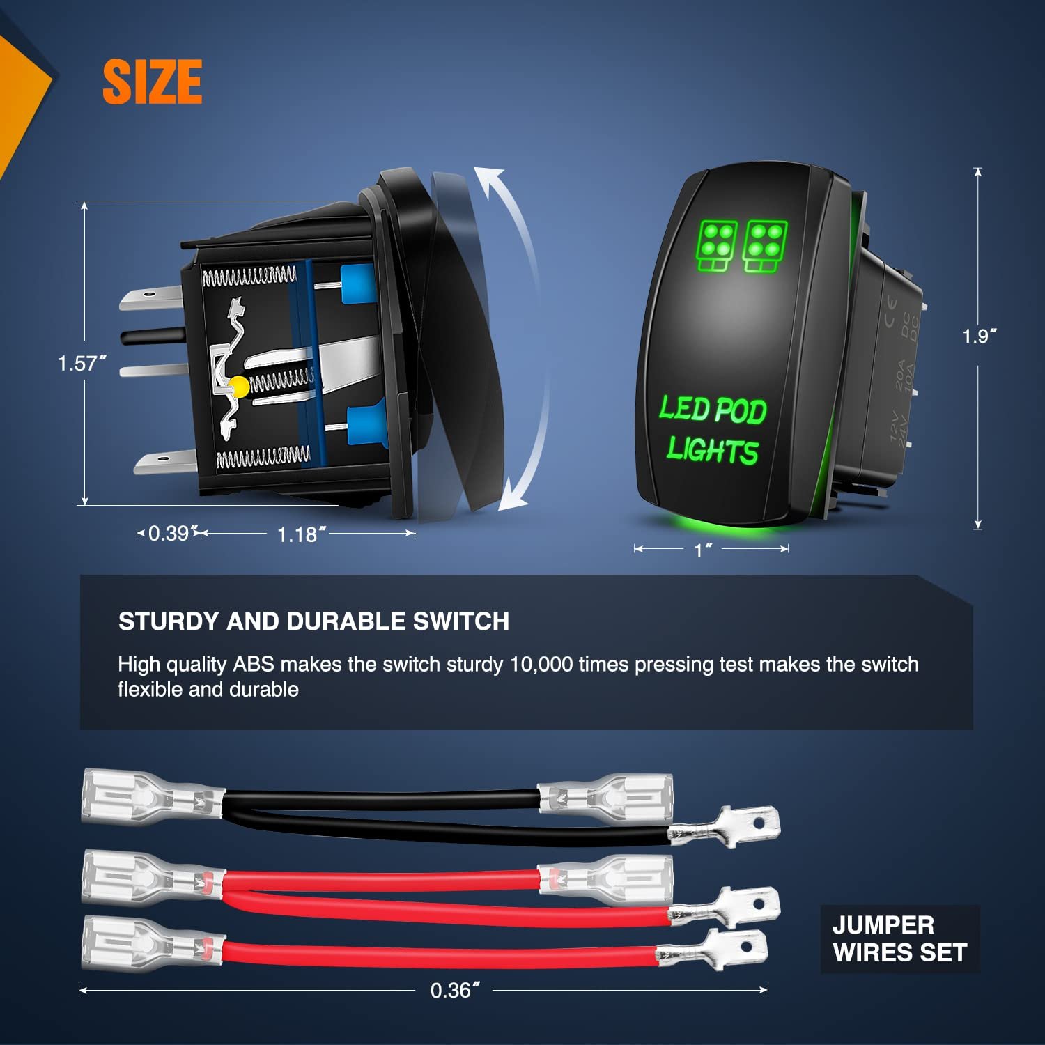 Wiring Double Pole Rocker Switch 7 Pin LED Pod Lights Switch 2 Position on Off Automotive 12V Momentary Toggle Switch Waterproof