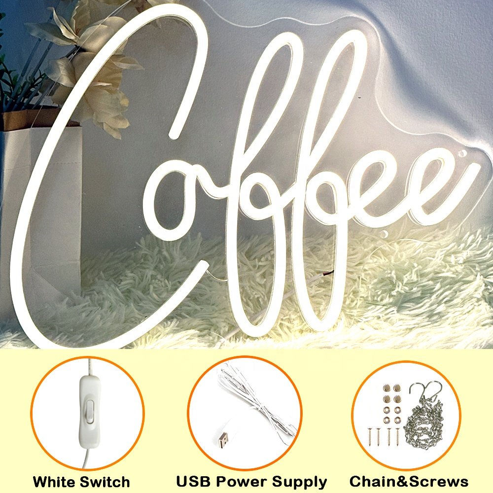 Coffee Bar Neon Sign Accessories Light up for Wall Decor, Modern Led Sign for Coffee Shop, Coffee Cate Shop Decorations