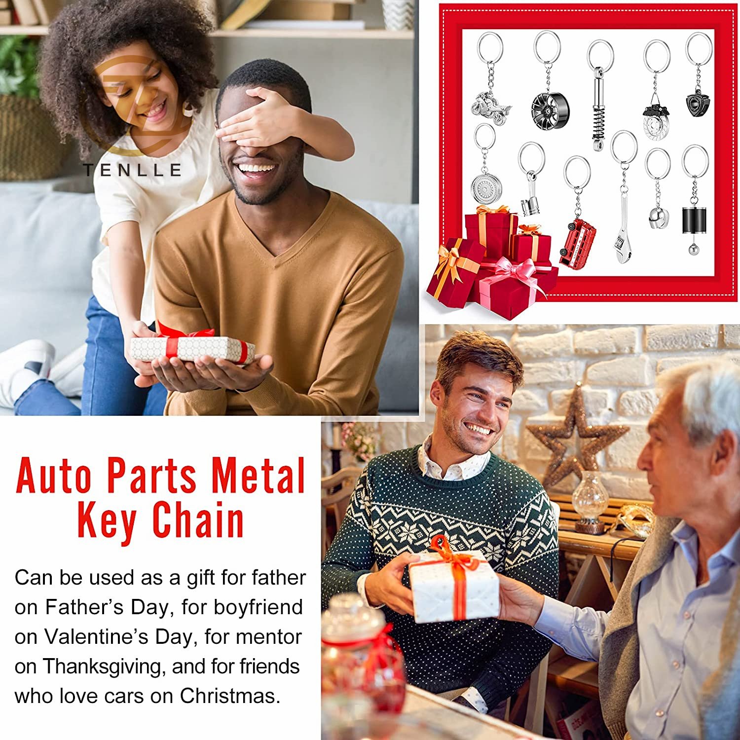 Car Accessories Rotary Turbine Key Ring Wrench Motorcycle Helmet Rim Brake Rotor Keyring Red Bus Car Wheel Tyre Keychain