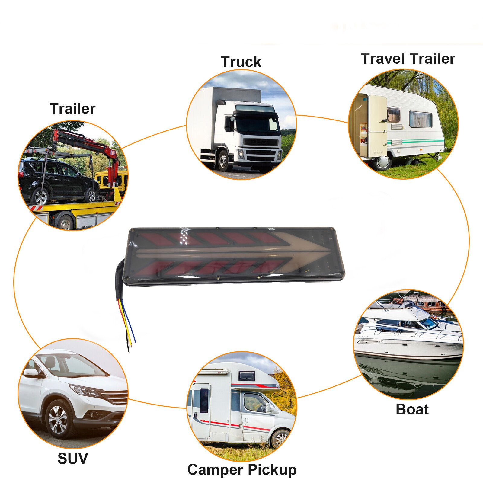 LED Truck Rear Tail Lamp Assembly Flowing Turn Signal Stop Turn Signal Stop Brake Trailer Lights for Tractor Truck Bus Lorries