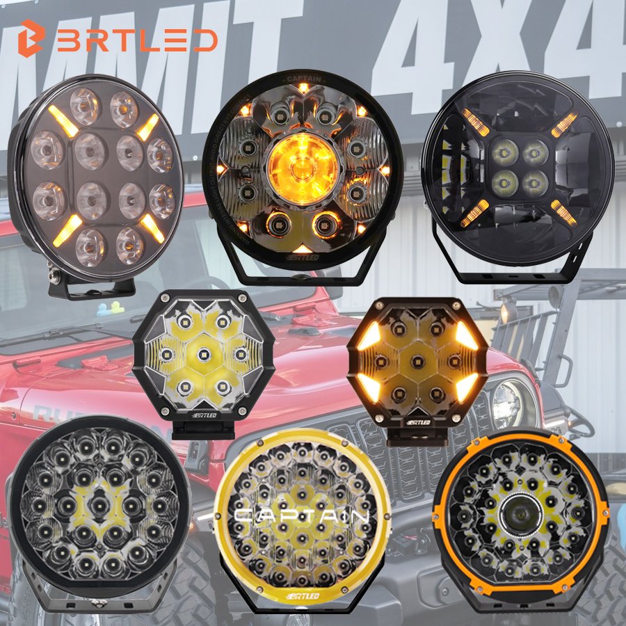 BRTLED 120W Round Car Led Lights 9-Inch Offroad Dual DRL Amber White LED ECE R112 Compliant New Condition Led Driving Light