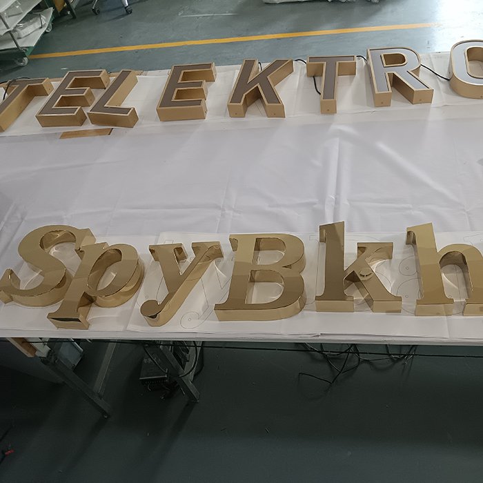Customized 3D Company logo Mirrored Gold Color Sign Plating Stainless Steel Wall Decorative Laser Cut Letter