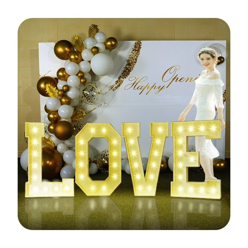 Customized 4ft Love LED Light Large Subtitles 3ft Digital Light Logo Wedding Mr. and Mrs. Vintage Marquis Letter Logo