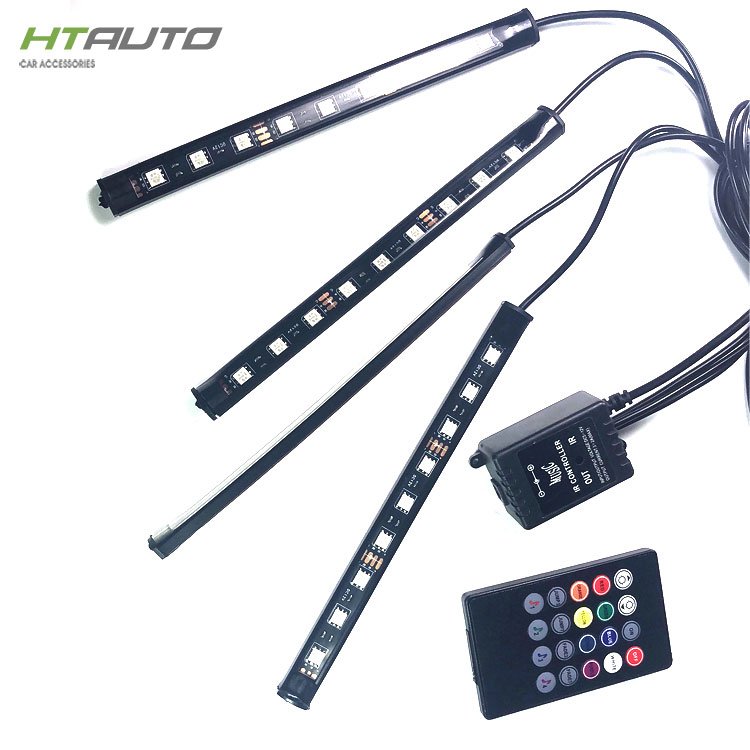 HTAUTO Universal 12V Car Internal Ambient Light Strip System/ Automotive LED Atmosphere Vehicle Foot Light
