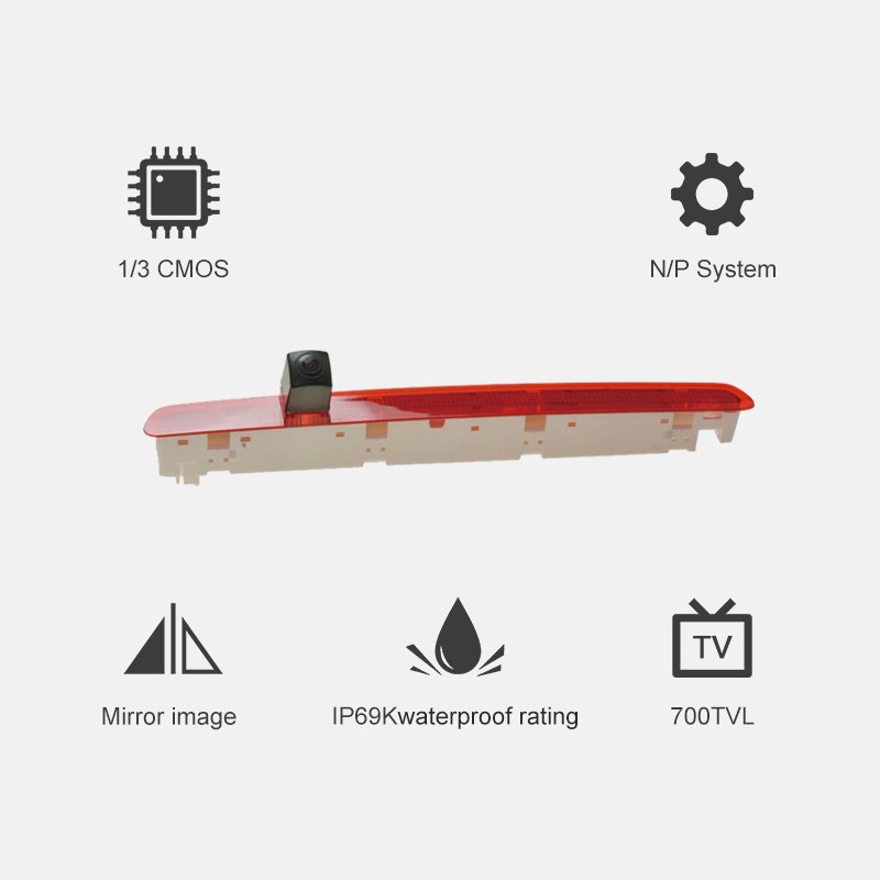 Waterproof Camera Car 3rd Brake Light Rear View Reverse Back up Parking Camera for VW T6 Van Single Door