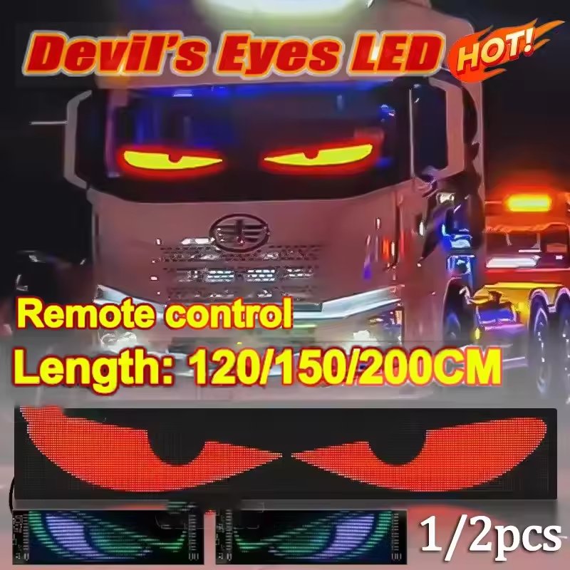 Car Truck Accessory Devil's Eye RGB Pixel Panel LED Matrix Bright Advertising Signs App Control Logo Light
