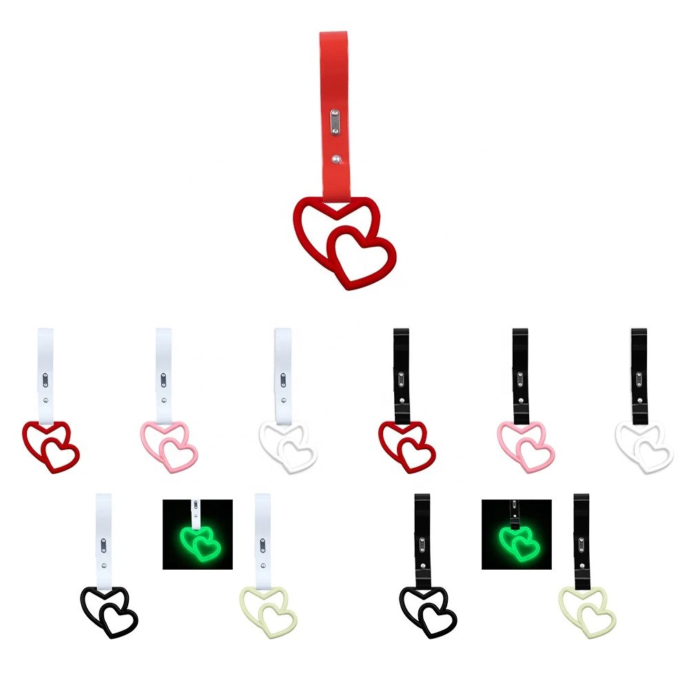 JDM Heart Shape Tsurikawa Ring Handle Hand Strap Auto Accessories Loops Bumper Bus Drift Charm Warning Tag for Car Styling