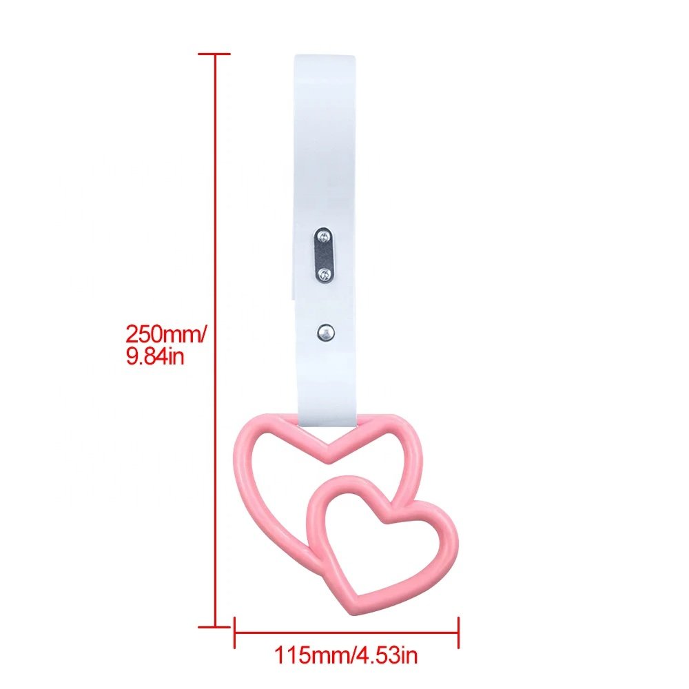 JDM Heart Shape Tsurikawa Ring Handle Hand Strap Auto Accessories Loops Bumper Bus Drift Charm Warning Tag for Car Styling
