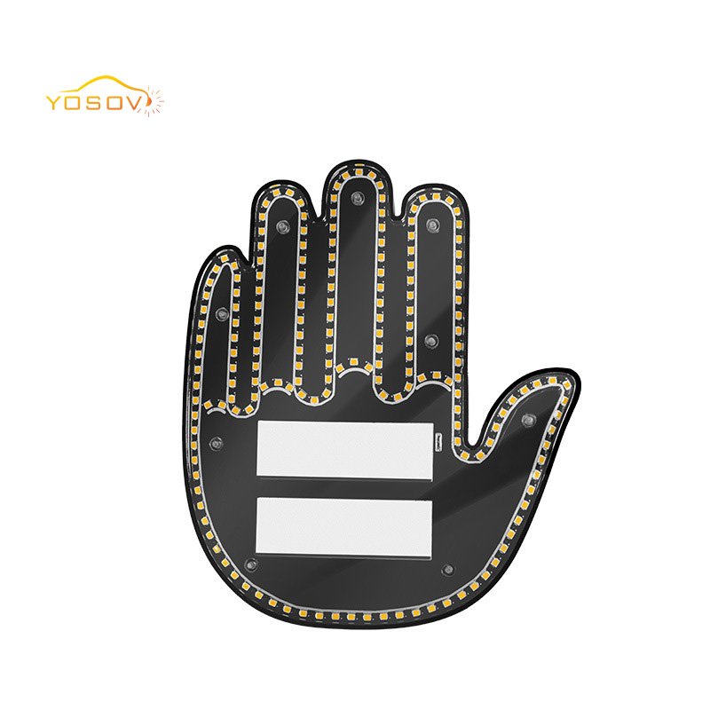 Yosovlamp Car Mounted Finger Gesture Light Multifunctional Warning Prompt Anti Rear End Interaction Palm Light
