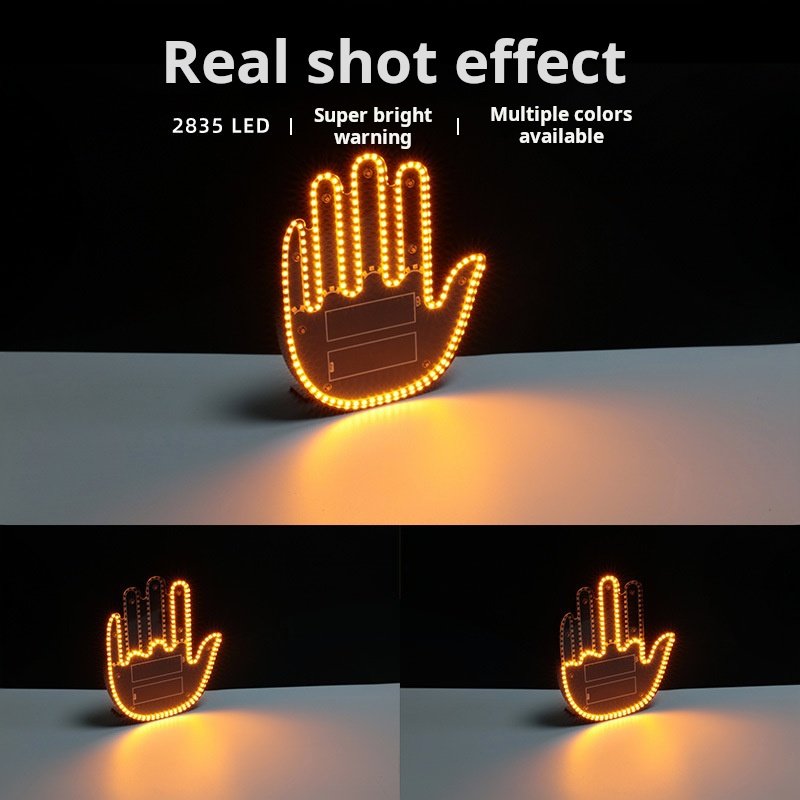 Yosovlamp Car Mounted Finger Gesture Light Multifunctional Warning Prompt Anti Rear End Interaction Palm Light