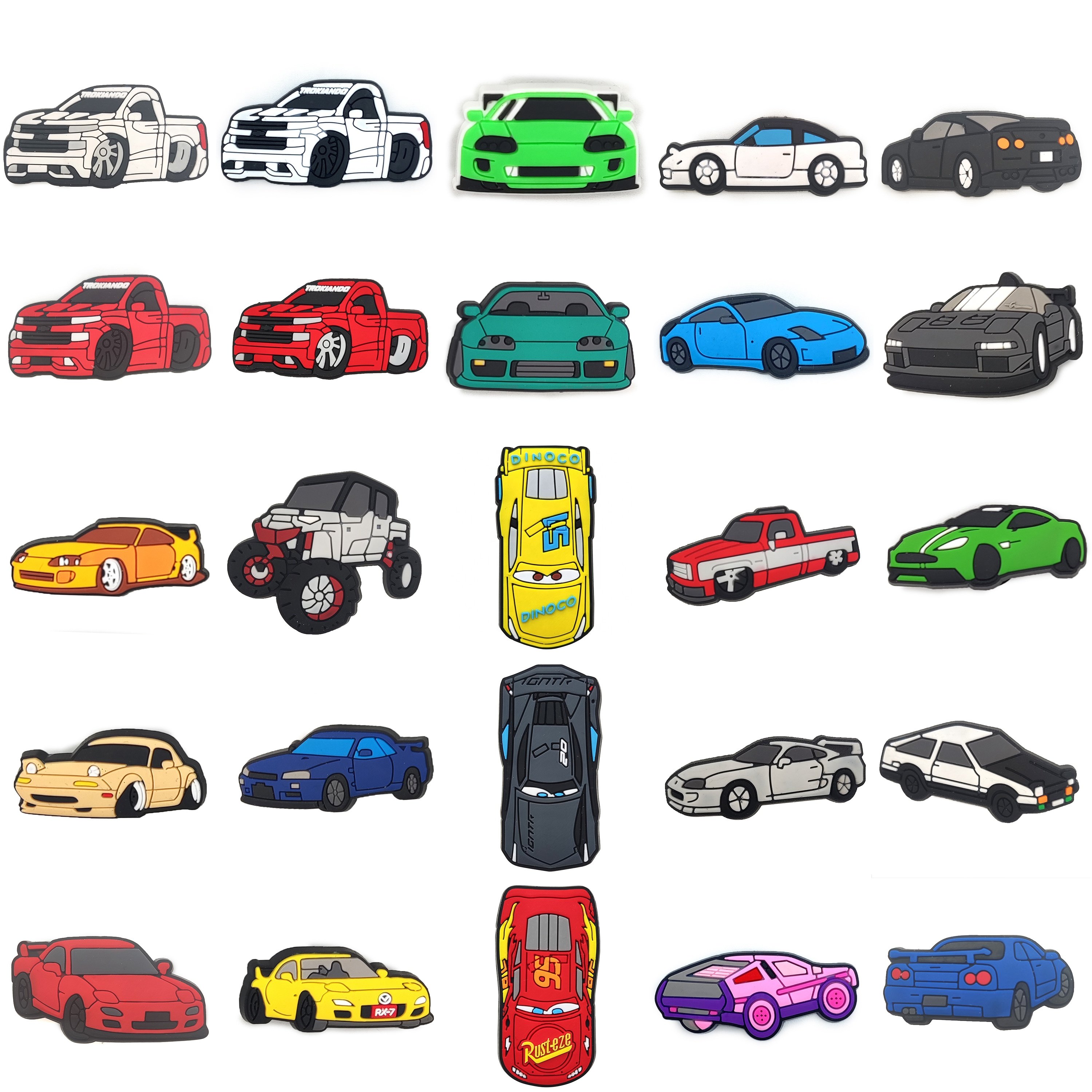 Sports Car Bus Racing Car Toy Gift for Boys Shoelace Accessories Soft PVC Decoration Accessories Luxury Designer Clog Charm
