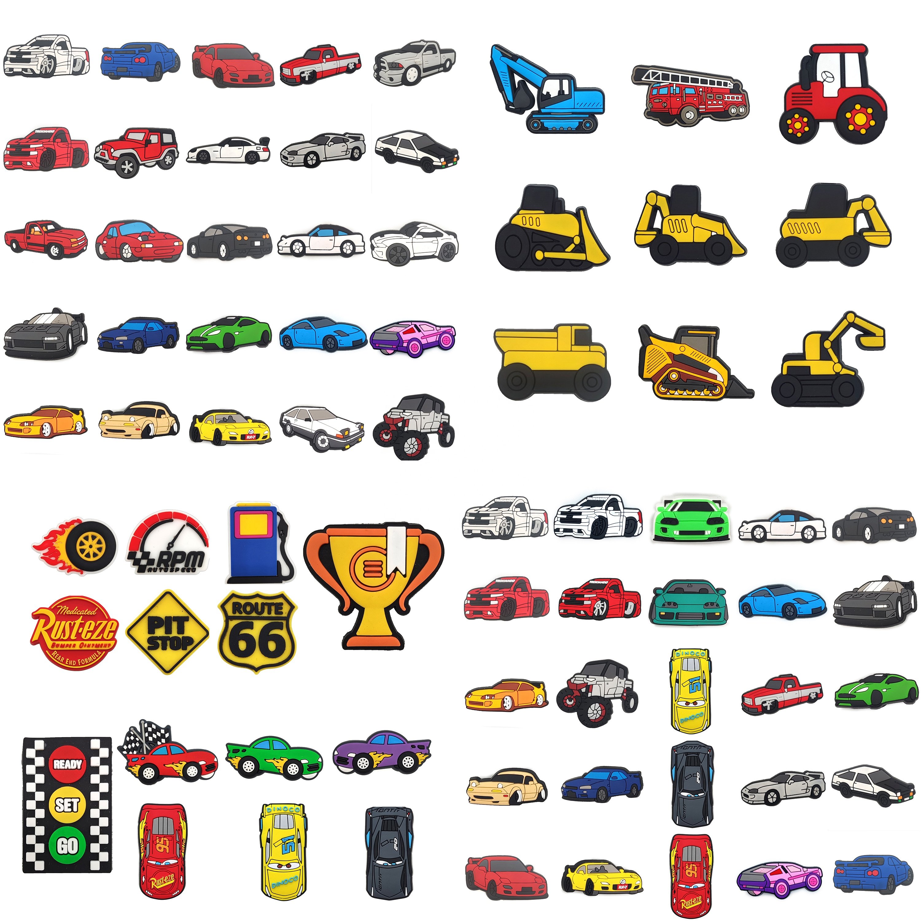 Sports Car Bus Racing Car Toy Gift for Boys Shoelace Accessories Soft PVC Decoration Accessories Luxury Designer Clog Charm