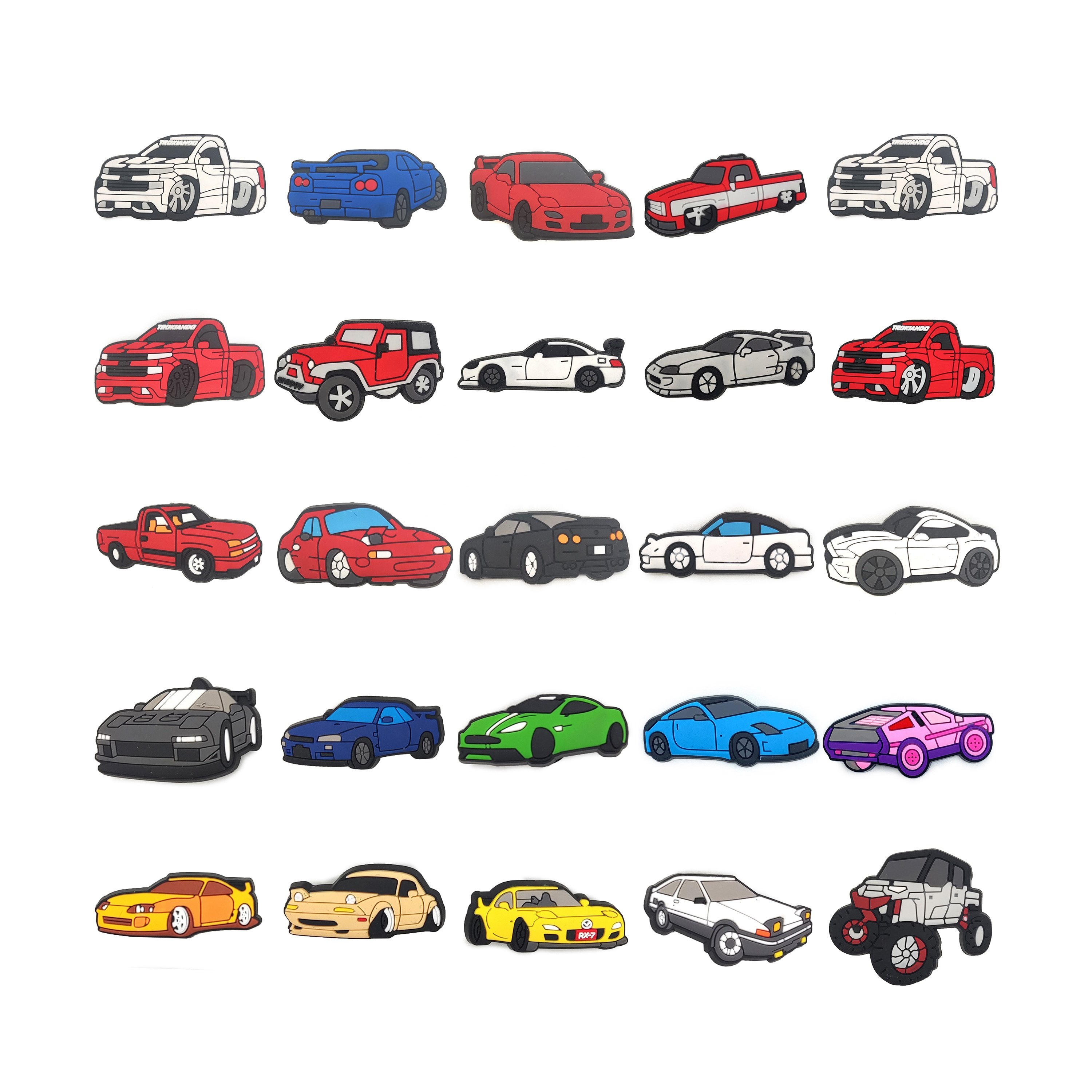 Sports Car Bus Racing Car Toy Gift for Boys Shoelace Accessories Soft PVC Decoration Accessories Luxury Designer Clog Charm