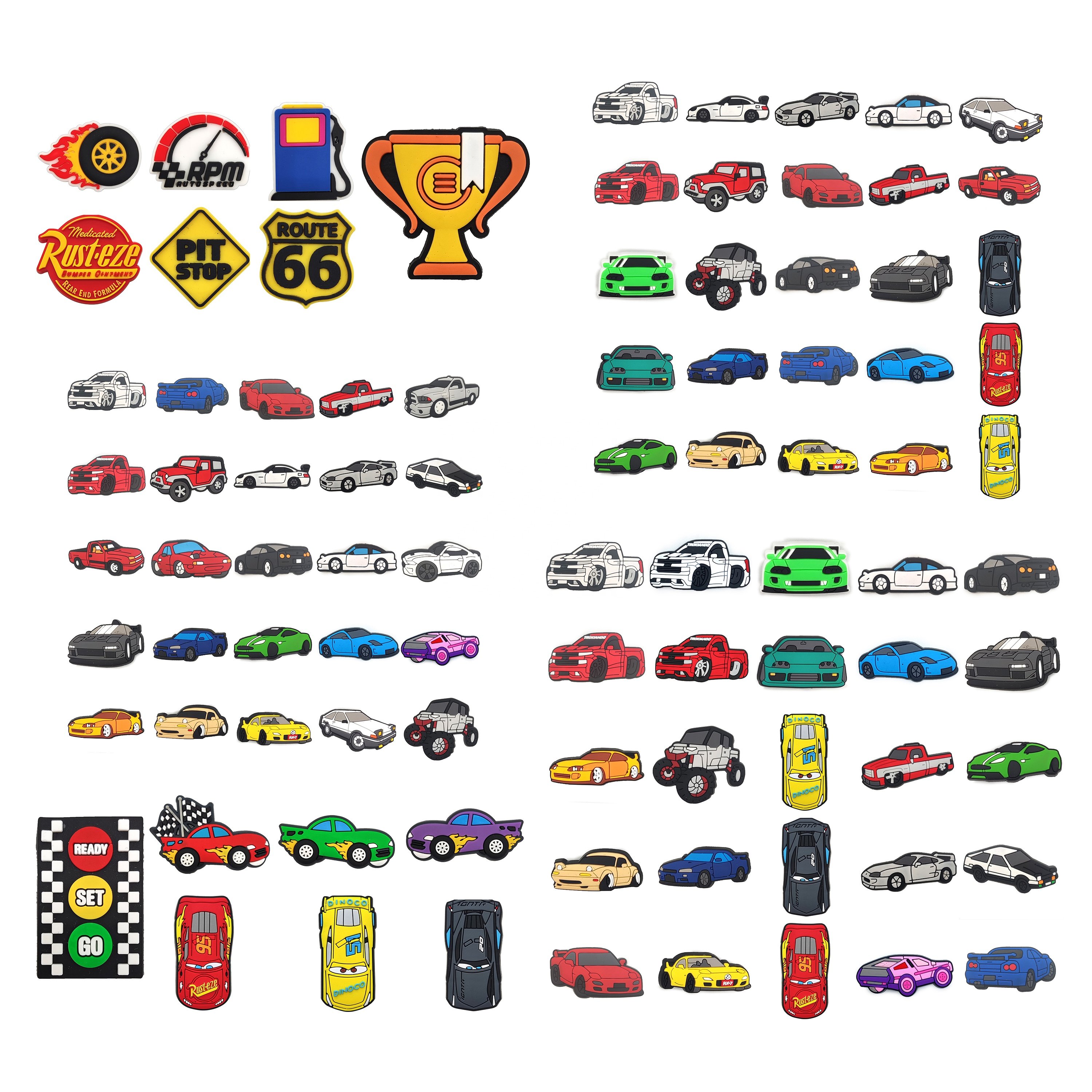 Sports Car Bus Racing Car Toy Gift for Boys Shoelace Accessories Soft PVC Decoration Accessories Luxury Designer Clog Charm