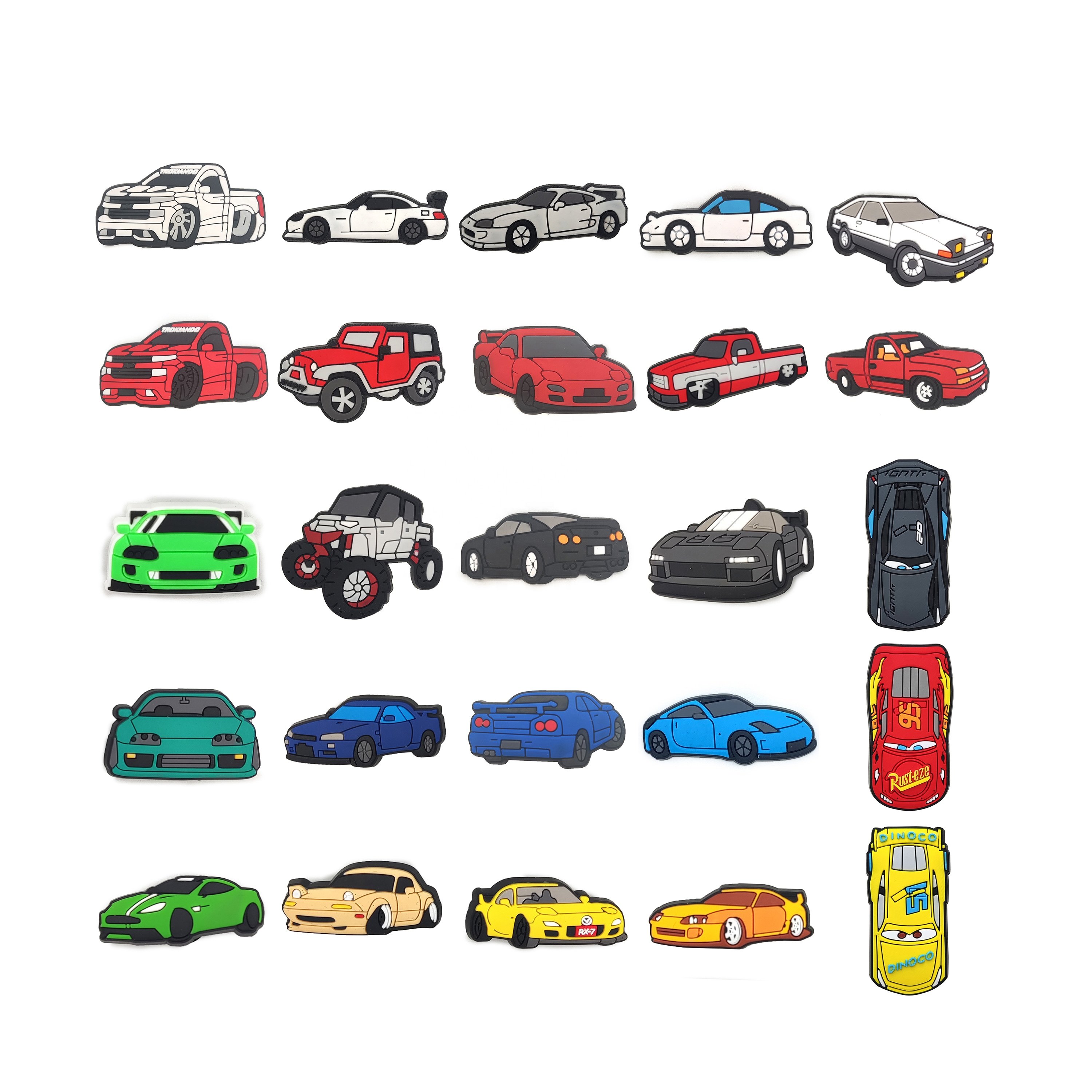 Sports Car Bus Racing Car Toy Gift for Boys Shoelace Accessories Soft PVC Decoration Accessories Luxury Designer Clog Charm