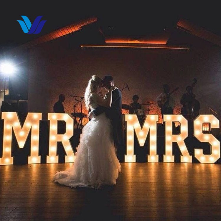 HONGSEN Marry Me Stainless Steel LED Big Light up Letters Giant 4 ft Marquee Letters love Numbers for Wedding Decoration