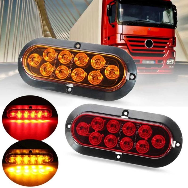 12V 24V 6 Inch 10LED Brake Turn Truck Tail Lights Waterproof Auto Car Light Truck Trailer Lorry Rear Lamp Vehicles Accessories