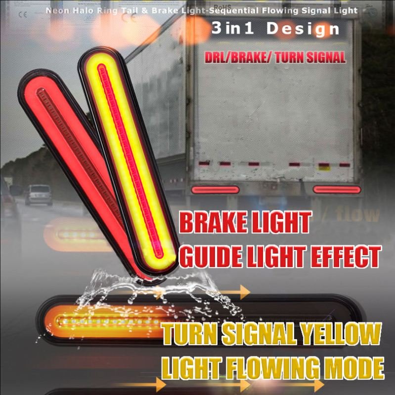 Super Bright 3 in 1 Design 100LEDs Led Truck Brake Taillight Flowing Truck Turn Signal Side Marker Light Truck Led Tail Lights