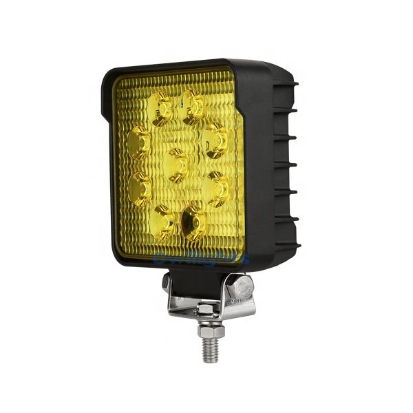 Super Bright Square Yellow Lens Spot Driving Lights 27W Square off Road Auto Working Fog Lamp 4inch Car Led Work Light 12V 24V