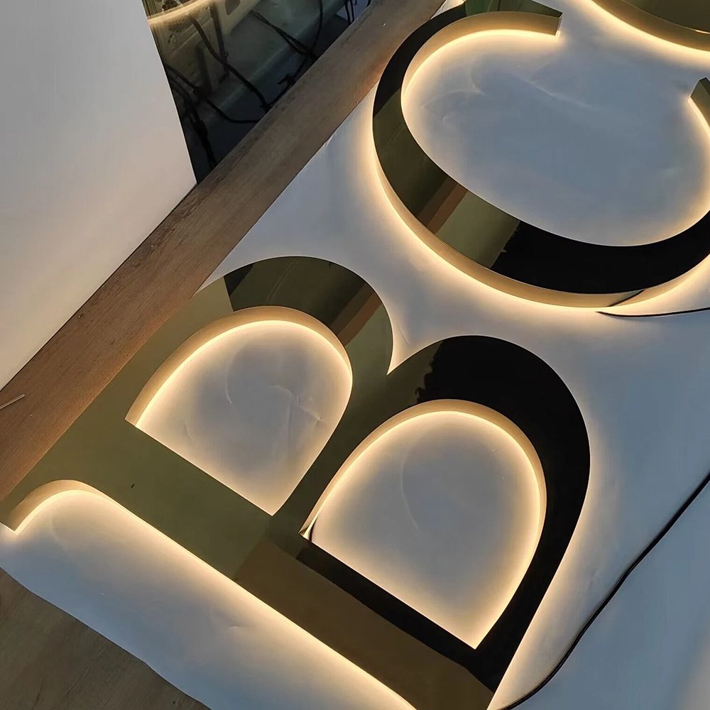 Stainless Steel Acrylic Sign Makers Small Logo Led Backlit Channel Illuminated 3D Metal Number Letter for Business
