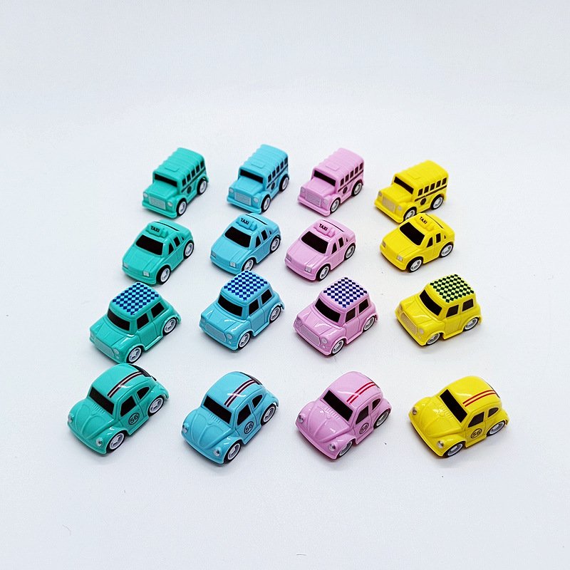 Miniature Toy Car Children's Educational Pullback Cartoon School Bus Model Toy Plastic Miniature Car Vehicle