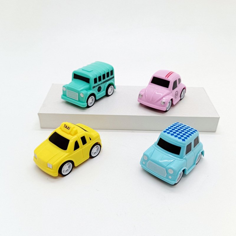 Miniature Toy Car Children's Educational Pullback Cartoon School Bus Model Toy Plastic Miniature Car Vehicle