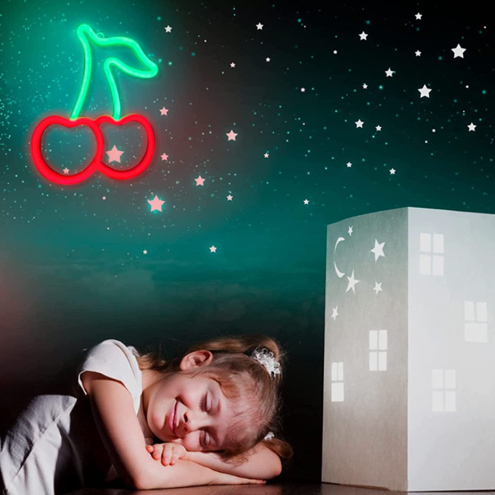 Cherry Neon Light Aesthetic Room Decor LED Light Fruit Neon Lamp Fruit Night Light for Bedroom Bar Hotel Party