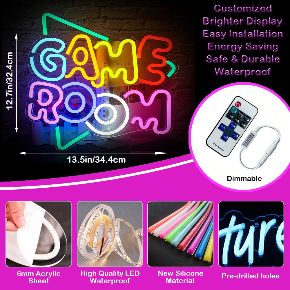 2024 New Design Hanging up Neon Lights Game Room Letters Colorful Neon Sign for Wall Decor Game Room Party Decor Boys Gift