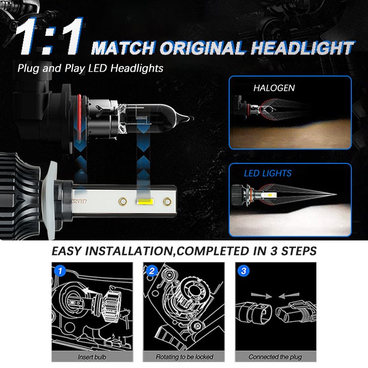 Good Quality 12V 50W 880 881 H27 Led Car Headlamp Bulb 6000K 5000LM HB3 HB4 LED Headlights Fog Light