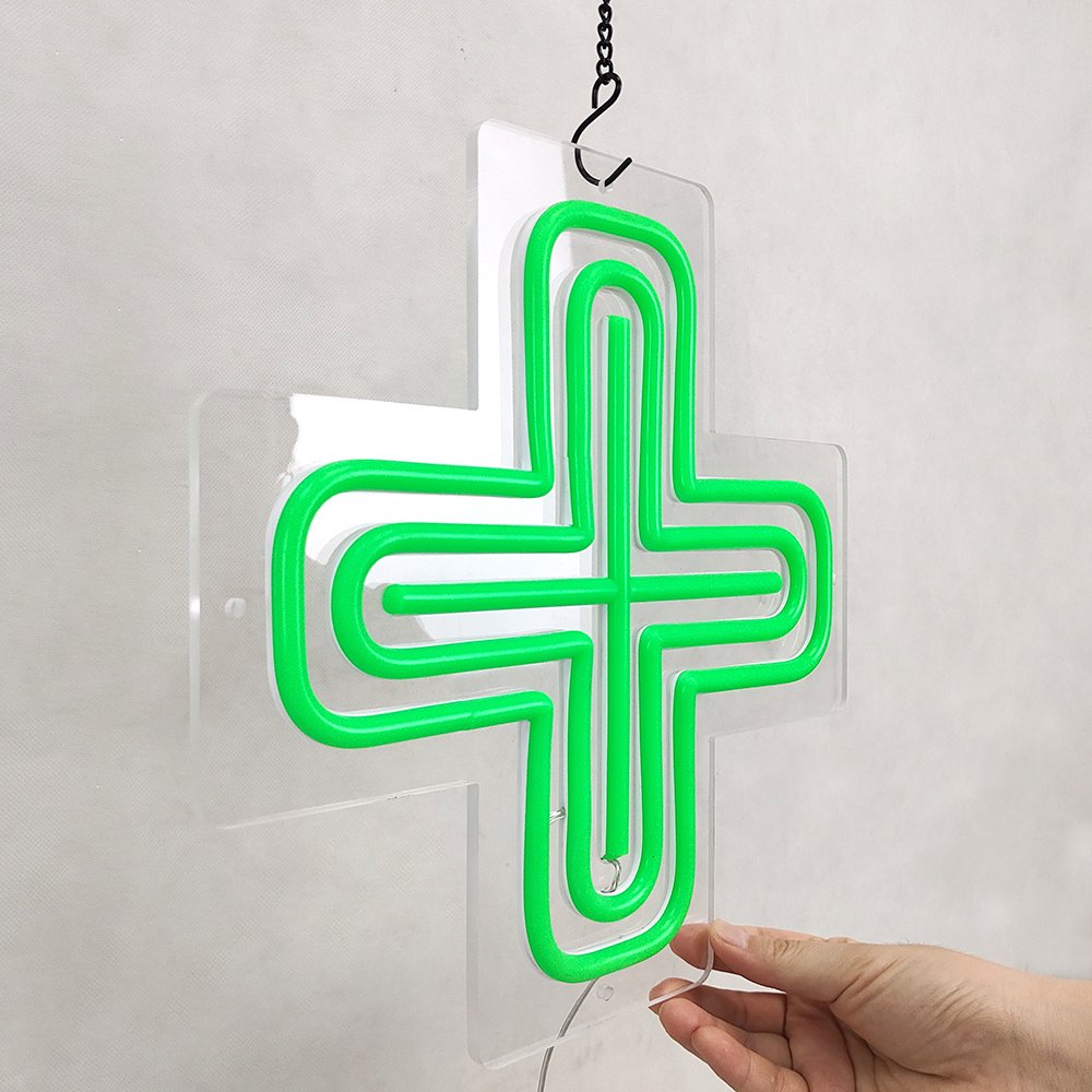 12*12'' High Bright Indoor Acrylic LED Cross Pharmacy Neon Sign for Drug Store