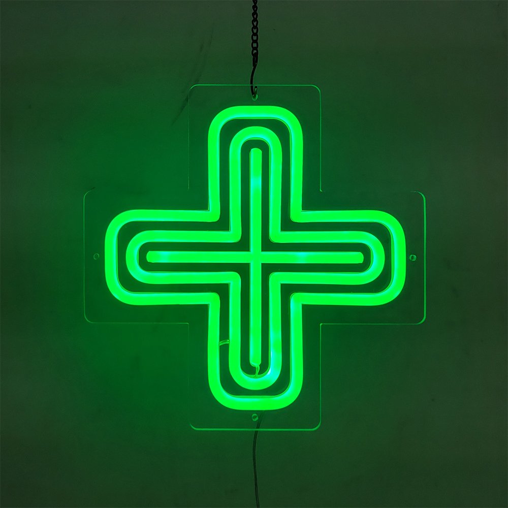 12*12'' High Bright Indoor Acrylic LED Cross Pharmacy Neon Sign for Drug Store